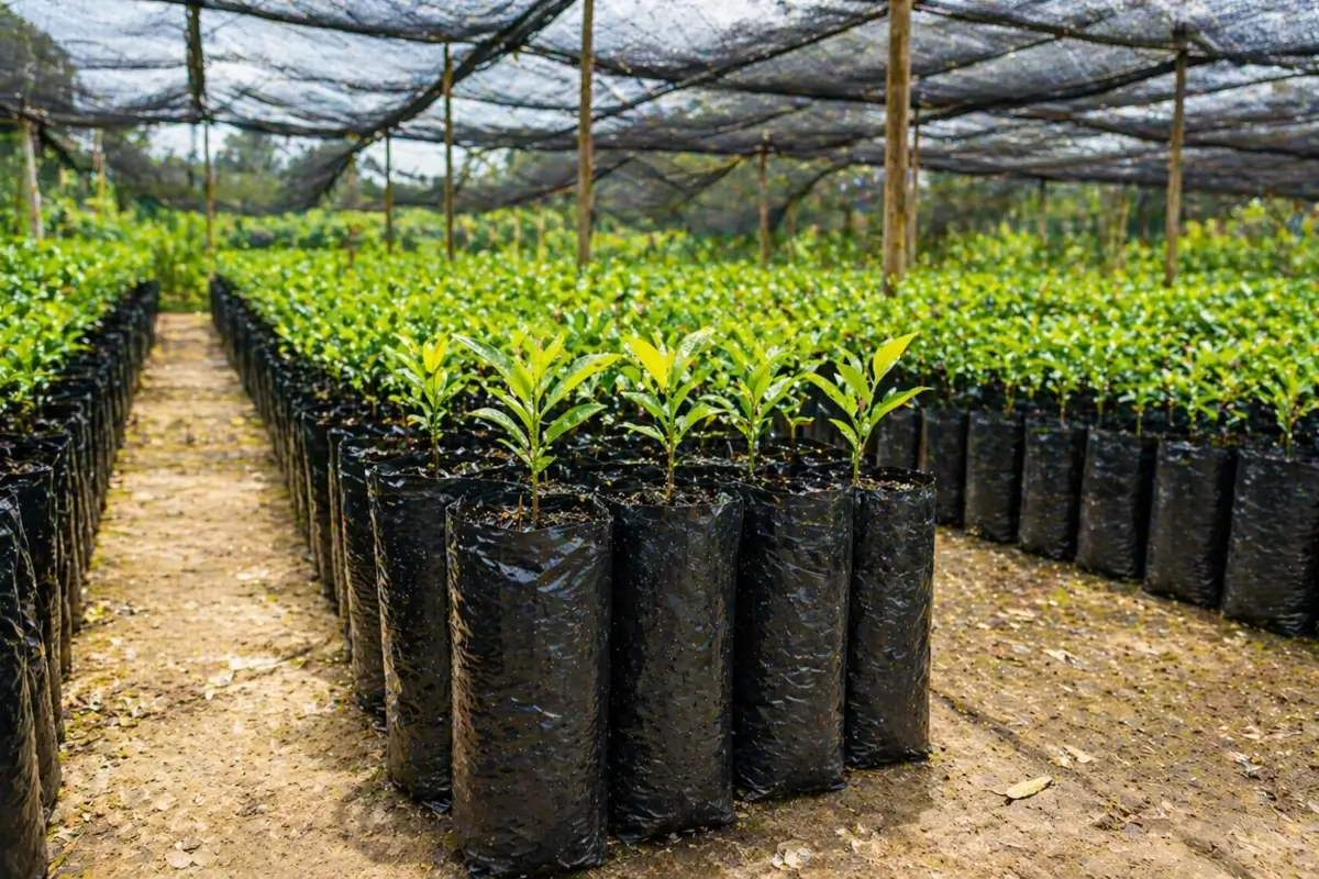 Bolsas para semilleros utilizadas en vivero agrícola