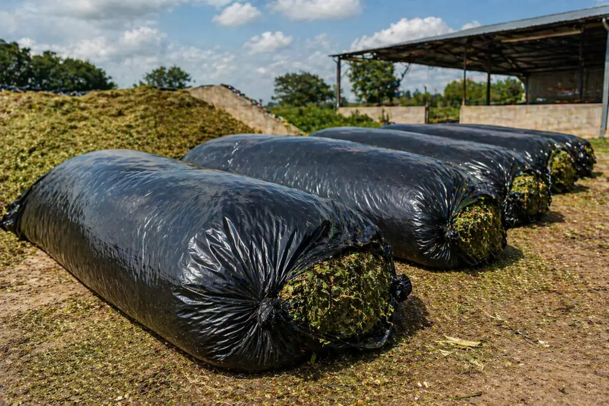 almacenamiento agropecuario con bolsas plásticas para silo